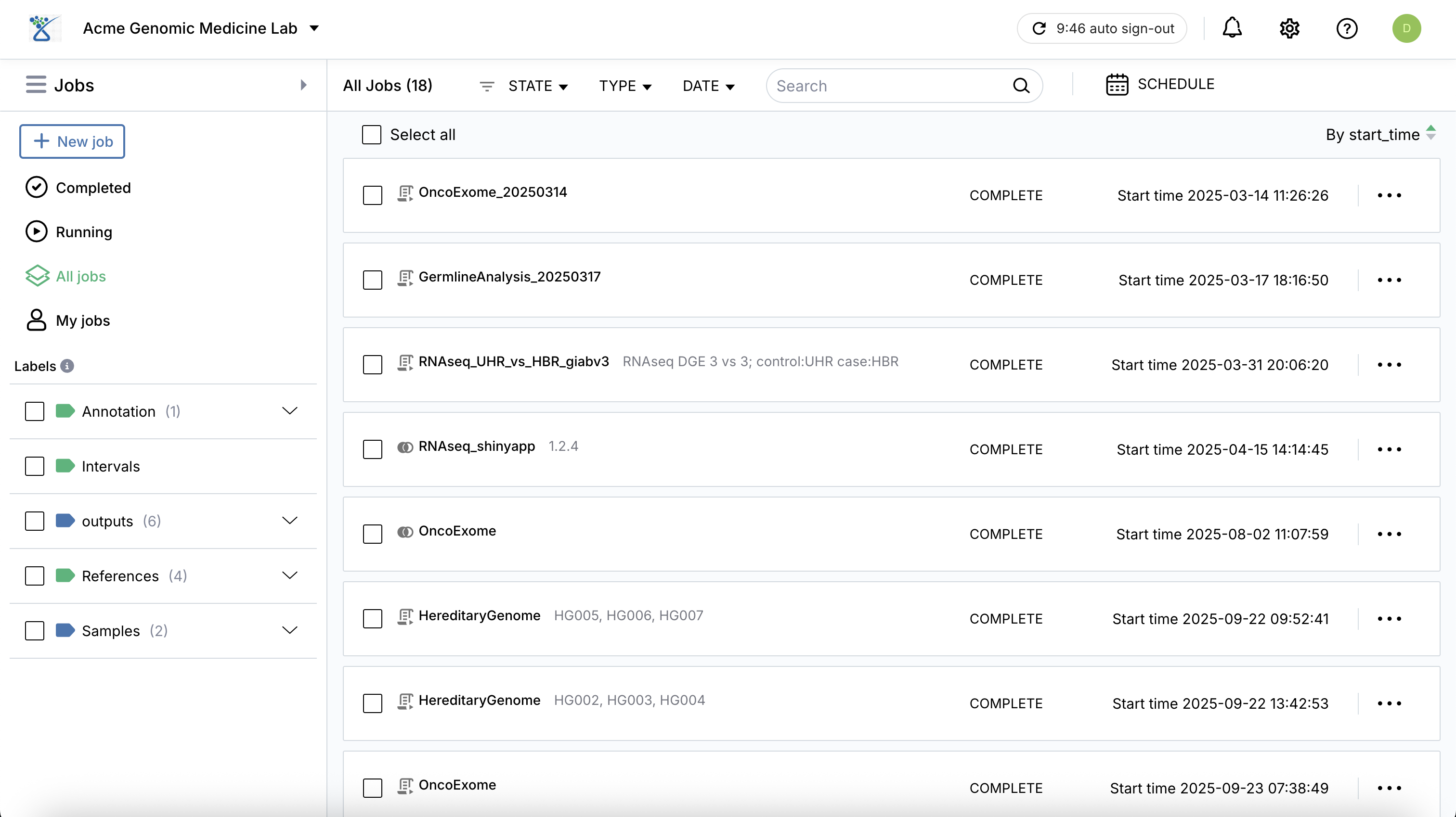 jobs management interface